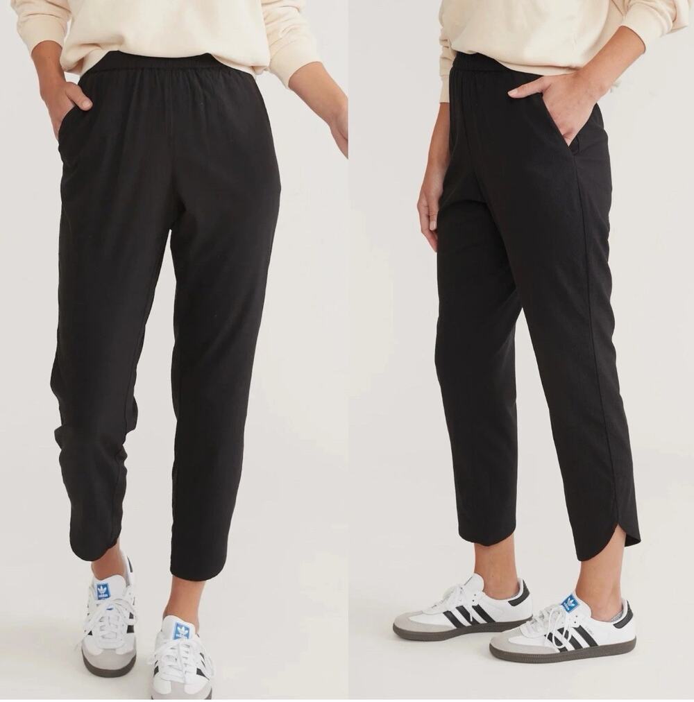 Marine Layer Allison Pant Black Medium Pull-on ankle pockets 10005